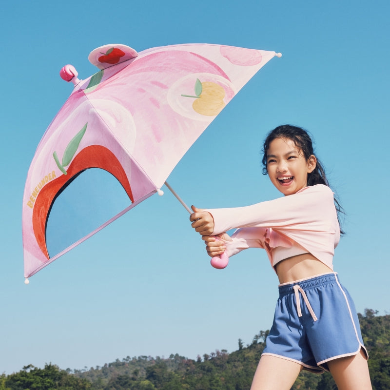 Beneunder RP160 parapluie anti-UV pour enfants à manche droit avec revêtement noir, rose