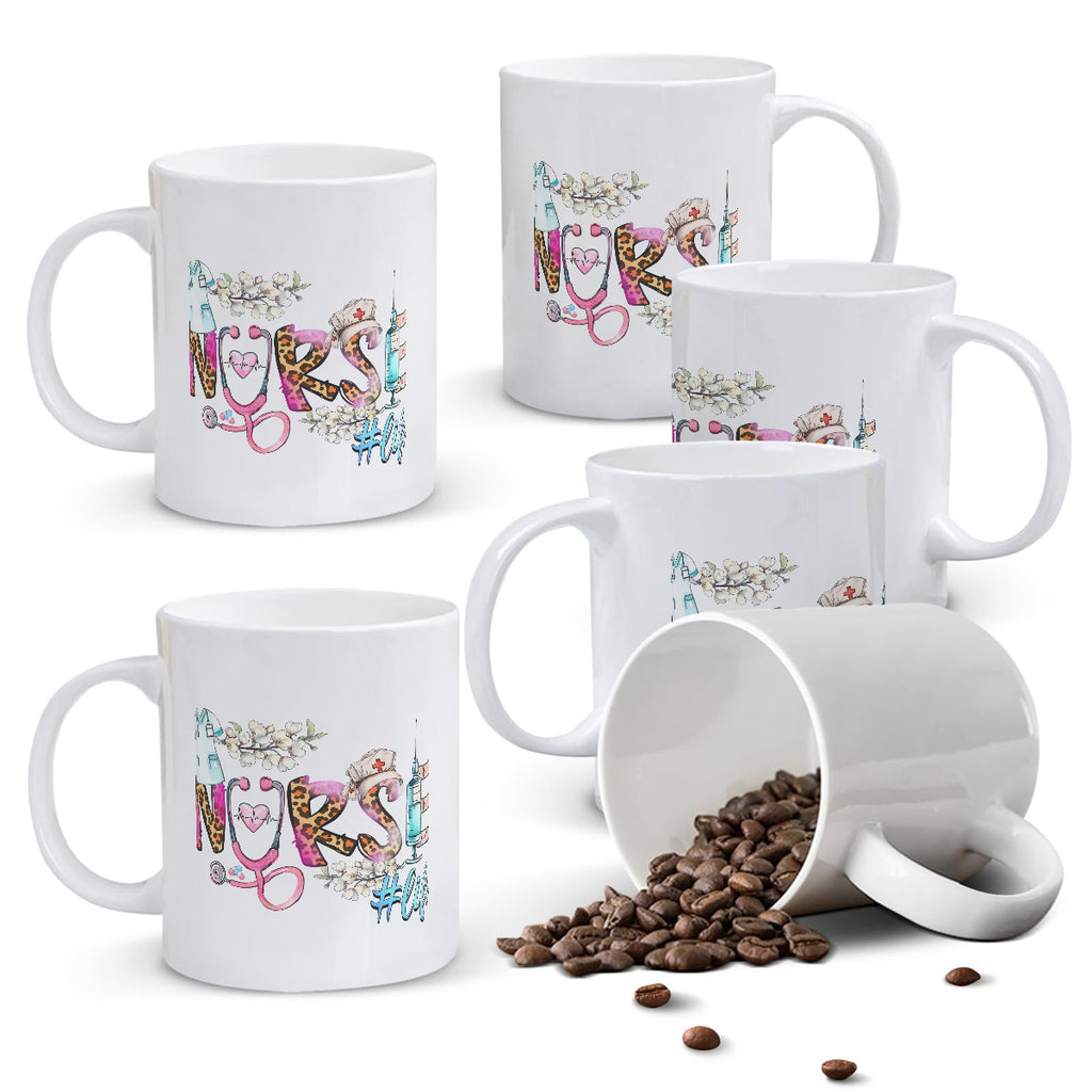 Alphynix Mug blanc 1 pièce 11 oz avec motif créatif "INFIRMIÈRE #vie" avec stéthoscope et pansements adhésifs, cadeau idéal pour la Journée des infirmières, cadeau de Saint-Valentin