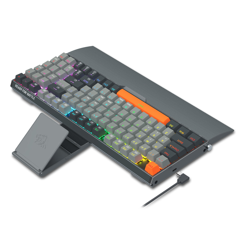 REDRAGON - Clavier mécanique filaire 94 touches en métal, avec support pour smartphone et repose-poignet