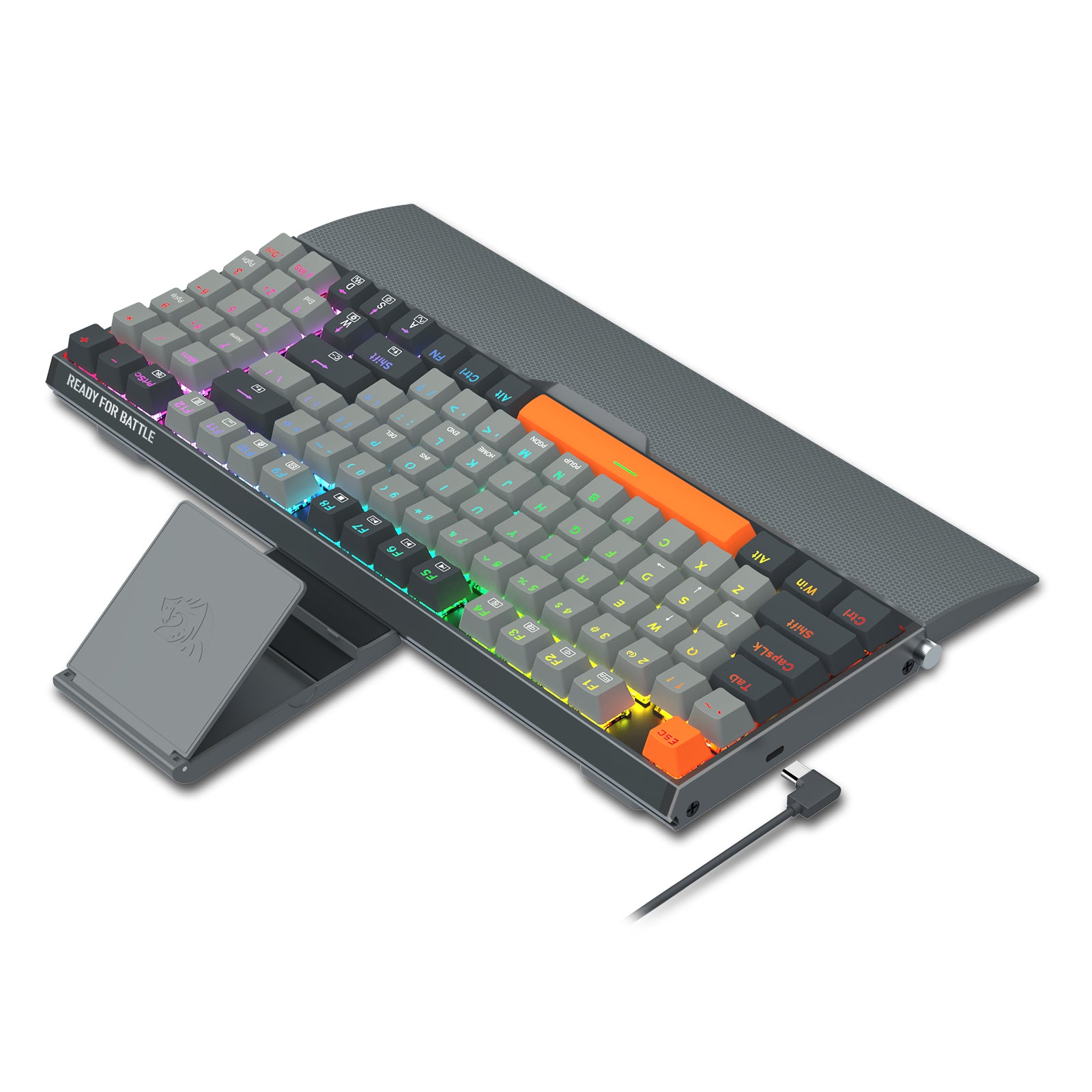 REDRAGON - Clavier mécanique filaire 94 touches en métal, avec support pour smartphone et repose-poignet