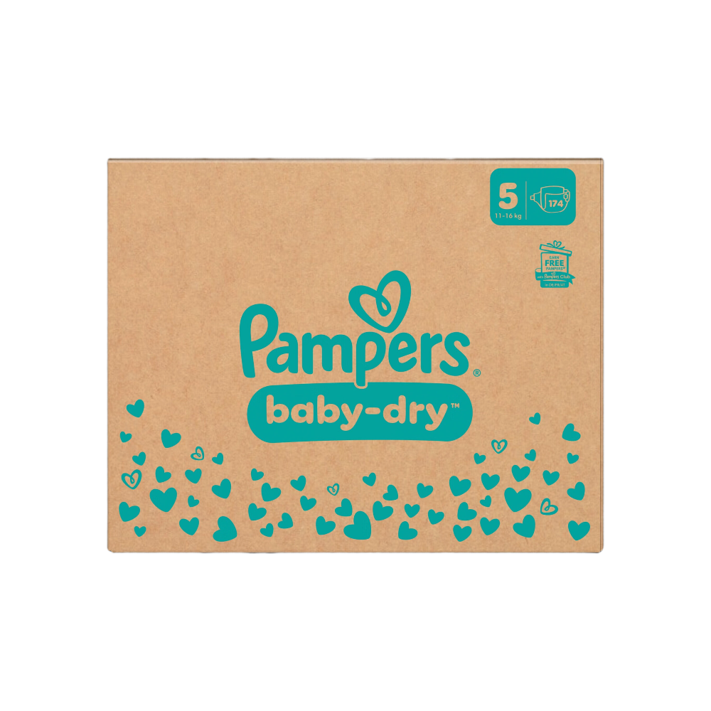 PAMPERS Baby-Dry Pack 1 Mois, Taille 5, 174 couches