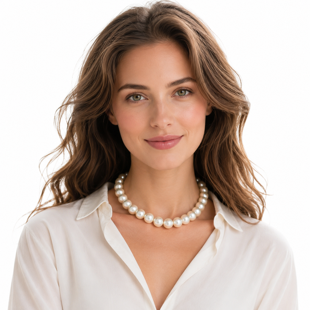 Collier de perles VoxorAI XL23 12 mm - Collier de perles haut de gamme, élégant et classique, une exclusivité officielle.
