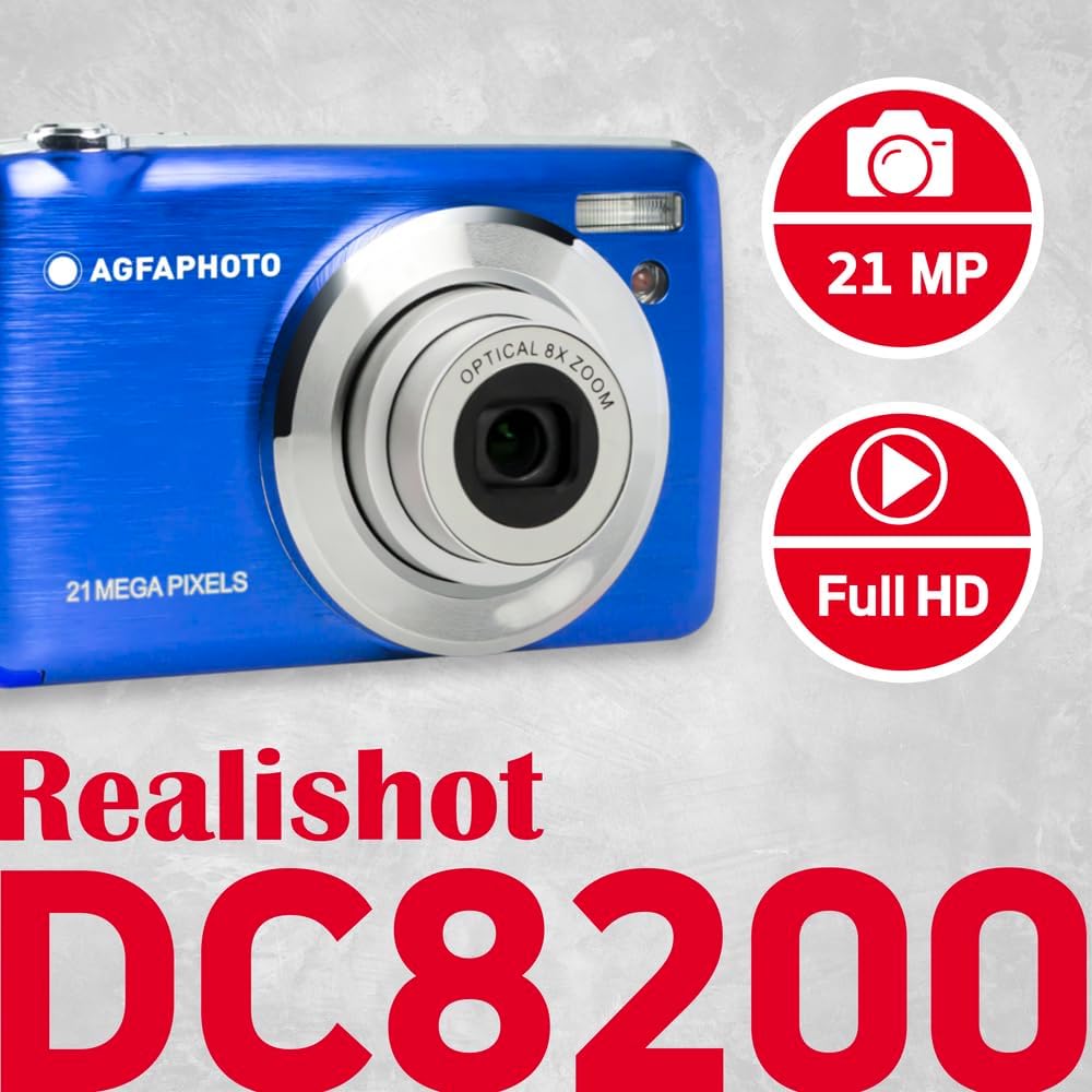 AGFAPHOTO Appareil photo numérique compact 21 MP zoom optique 8x - Bleu