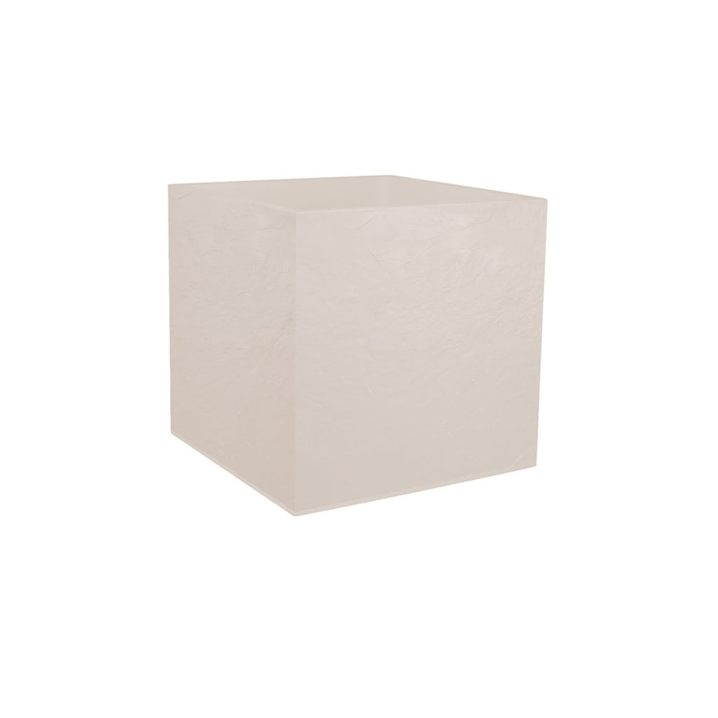 EDA Pot carré VOLCANIA Beige Calcaire - 40 cm Double paroi - avec zone de rétention d'eau Dim. 39,5 x 39,5 x 43,5 cm - Volume 31 L