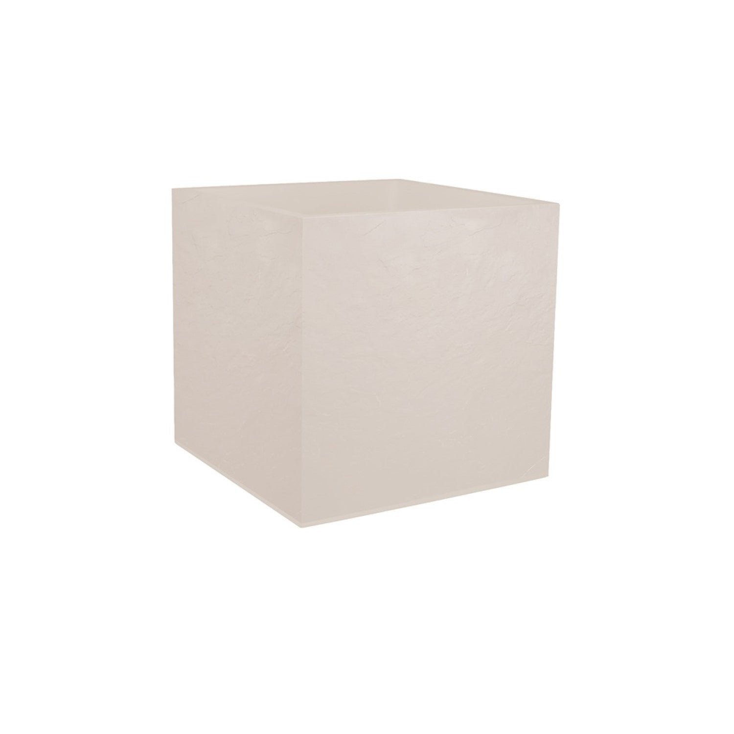 EDA Pot carré VOLCANIA Beige Calcaire - 40 cm Double paroi - avec zone de rétention d'eau Dim. 39,5 x 39,5 x 43,5 cm - Volume 31 L