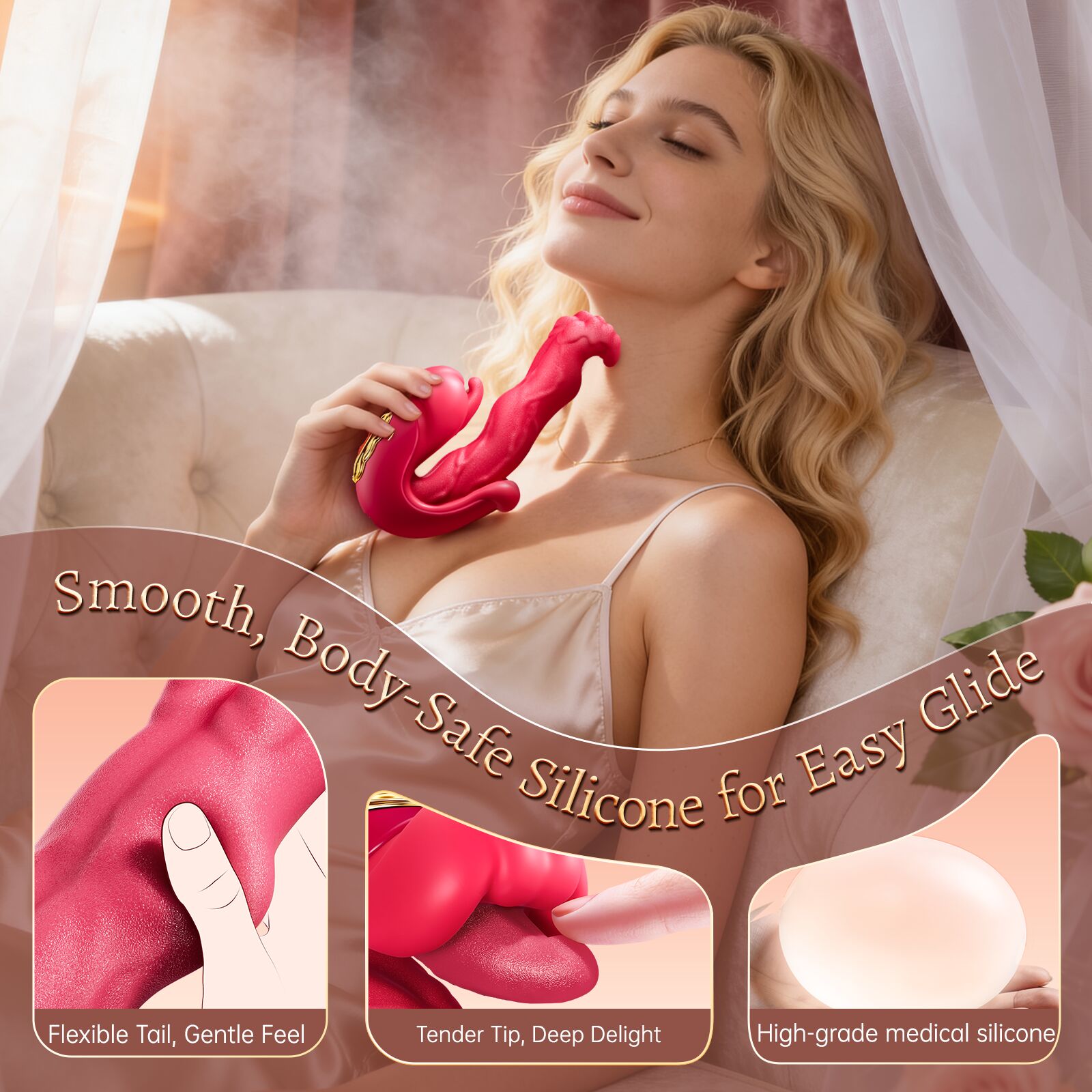 AAV Rabbit Vibromasseur 5-en-1 pour Femme, Stimulateur Clitoridien & Point G avec 8 Modes Léchage et 8 Modes Poussée, Sextoy Rechargeable, Étanche & Silencieux, Jouet Adulte pour Femme et Couple