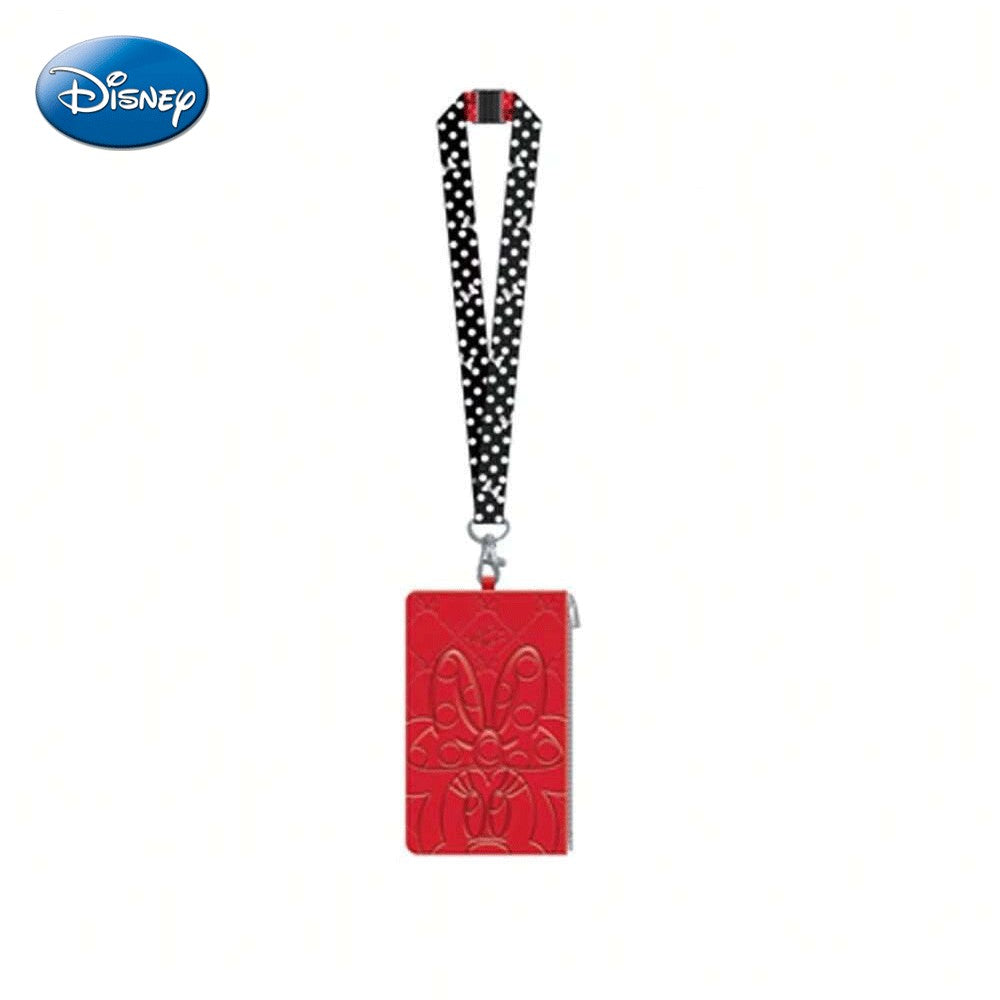 Disney Pochette tour de cou embossée Minnie Mouse avec motif à carreaux et nœud rouge, sous licence officielle