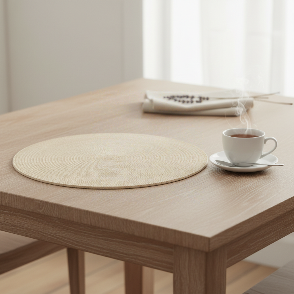 Set de Table Rond Tressé Beige