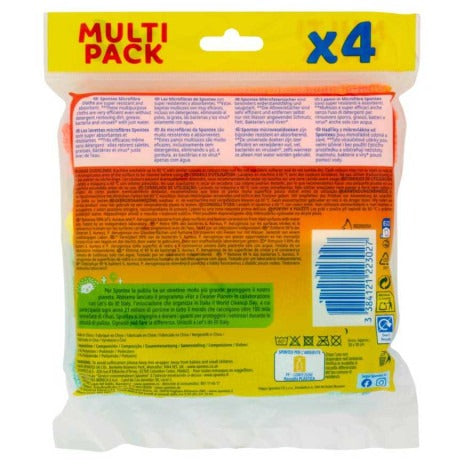 SPONTEX Chiffons microfibre multi-usages lavables en machine jusqu'à 500 fois 4 chiffons