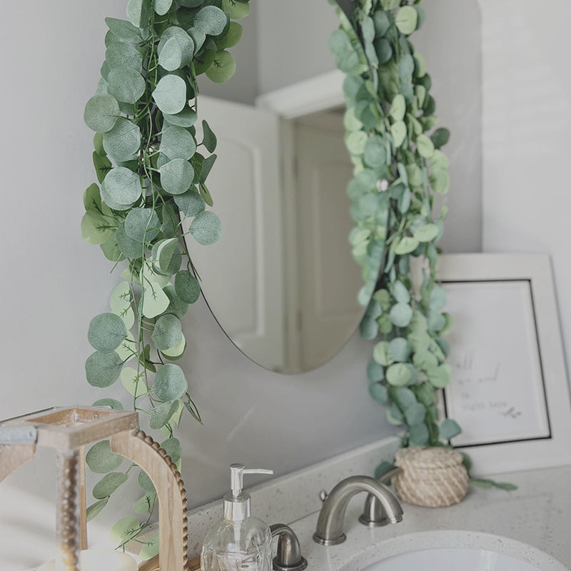 Yuejia 2 Pièces 5,9 ft / 1,8 m Guirlande de Végétation Artificielle Printemps Feuilles d'Eucalyptus Faux Vignes de Table pour Décoration de Mariage Arche de Cheminée Porte Mur Chambre