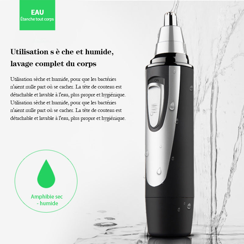 Tondeuse pour poils d’oreilles et de nez Sparoma, à piles, étanche IPX7, lames en acier inoxydable avec capuchon protecteur – TC-3550, Noir