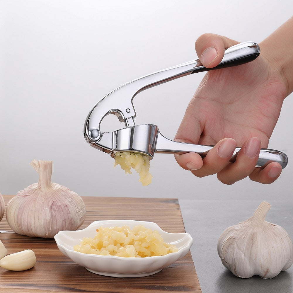 Huacan Presse à ail en acier inoxydable, mortier à ail épaississant, kit pour purée d’ail, manuel pour usage domestique, 1 pièce