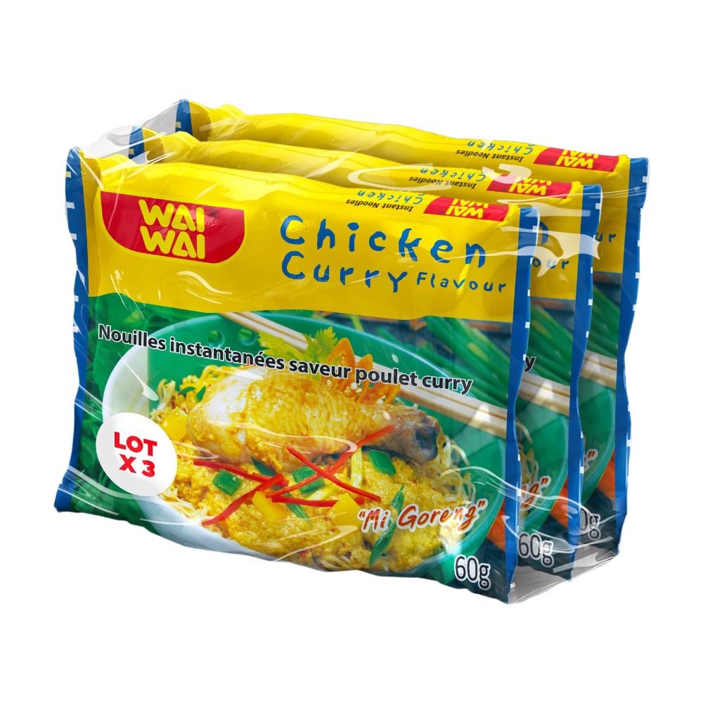 Wai Wai nouilles instantanées saveur poulet curry 3 x 60 g