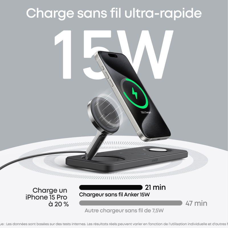 Anker MagGo universel noir, chargeur sans fil USB rapide pour intérieur