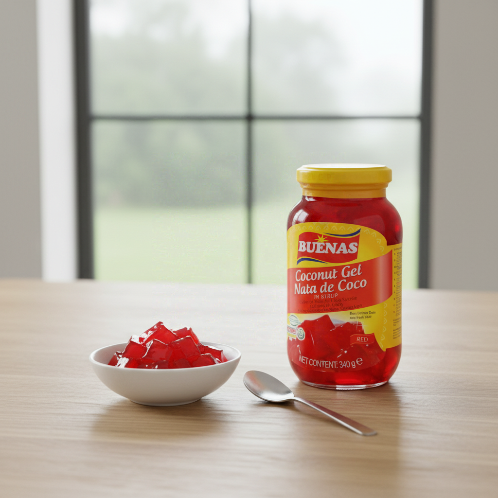 BUENAS Gelée de Coco Rouge (Nata de Coco) 340 g