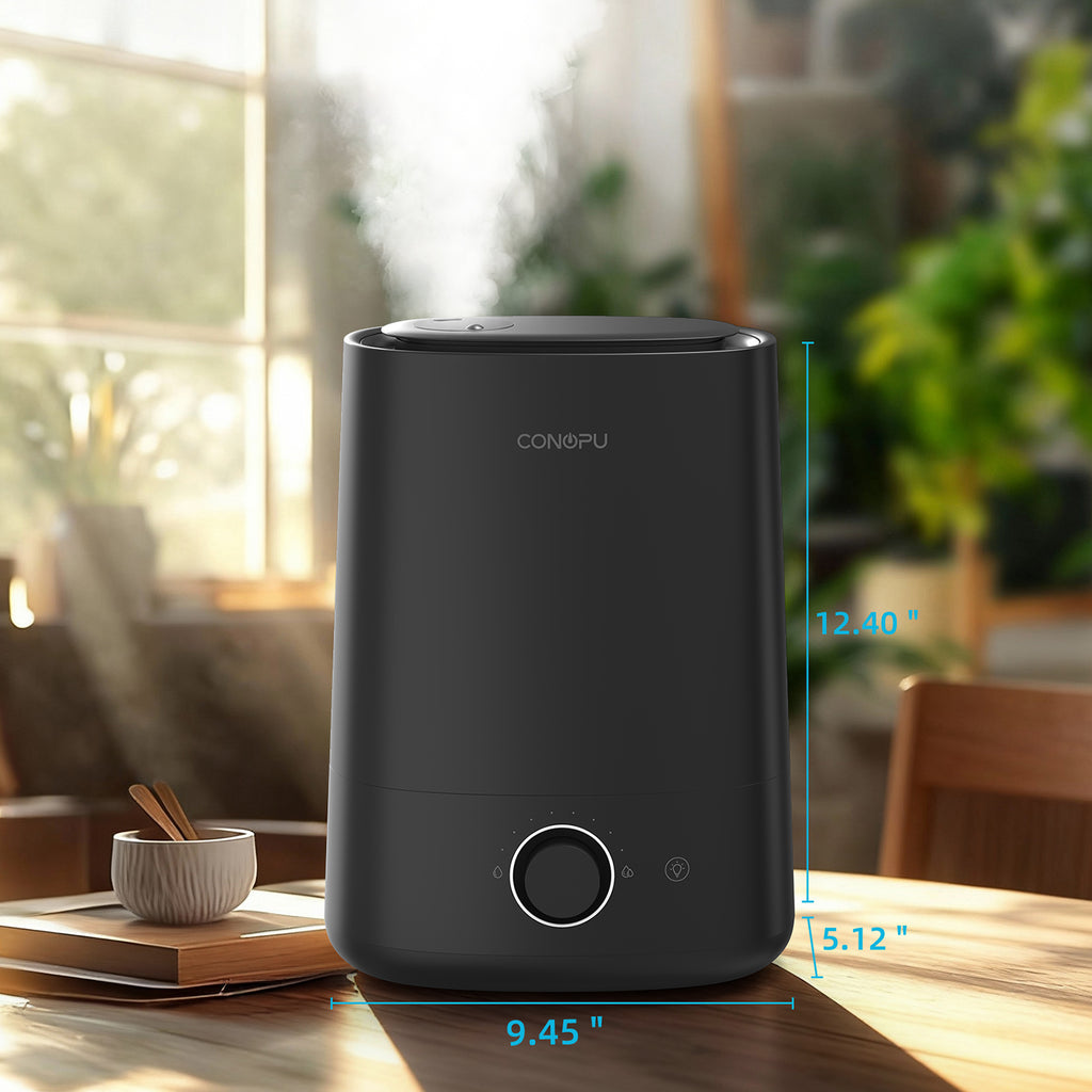 CONOPU Humidificateur 5 L à remplissage par le haut avec diffuseur d’huiles essentielles, brume froide ultrasonique, buse rotative à 360°, veilleuse, autonomie de 50 h