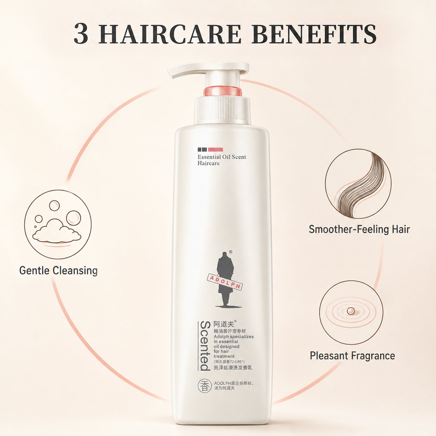 ADOLPH Shampooing Brillance & Lissage aux Huiles Essentielles 520 ml