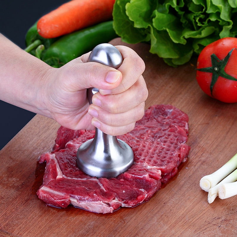 Maxcook Marteau attendrisseur à viande en acier inoxydable 304 avec poignée ergonomique antidérapante Outil de cuisine pour attendrir steaks et côtelettes de porc Maillet alimentaire multifonction pour cuisine maison Argent MCPJ9461