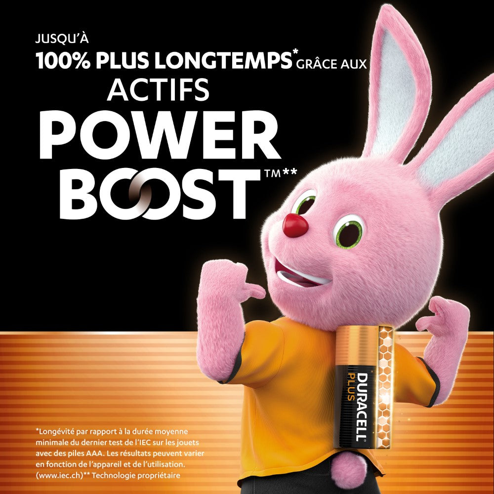 Duracell Plus Piles AAA (lot de 8) – Piles alcalines 1,5 V – Durent jusqu’à 100 % plus longtemps* grâce aux ingrédients POWER BOOST** – Fiables pour vos appareils du quotidien