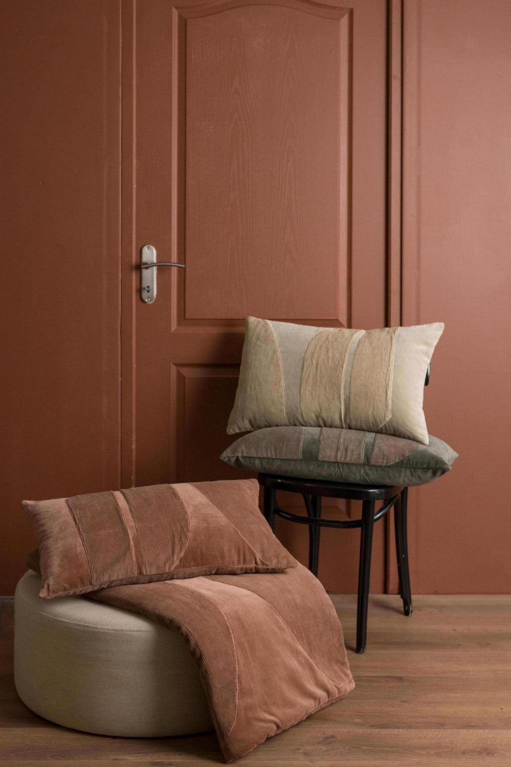 Vivaraise Fara Édredon en velours côtelé Bois de rose 85 x 200