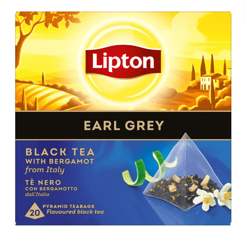 LIPTON Thé noir Earl Grey Bergamote d'Italie 20 sachets