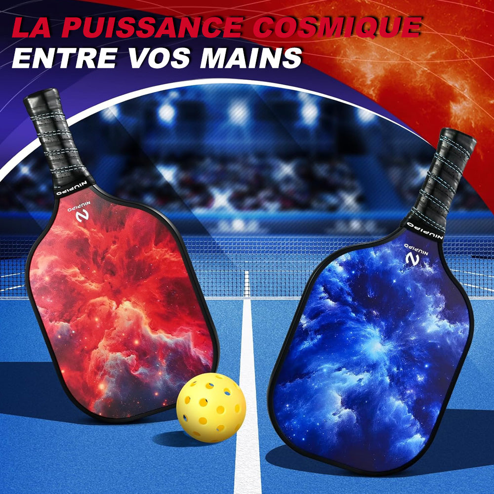 Niupipo Lot de 2 raquettes de pickleball MX-80, Matériau en fibre de verre, noyau en nid d’abeille en polypropylène, certifiées USAPA, conception légère, prise confortable, idéales pour joueurs débutants et intermédiaires