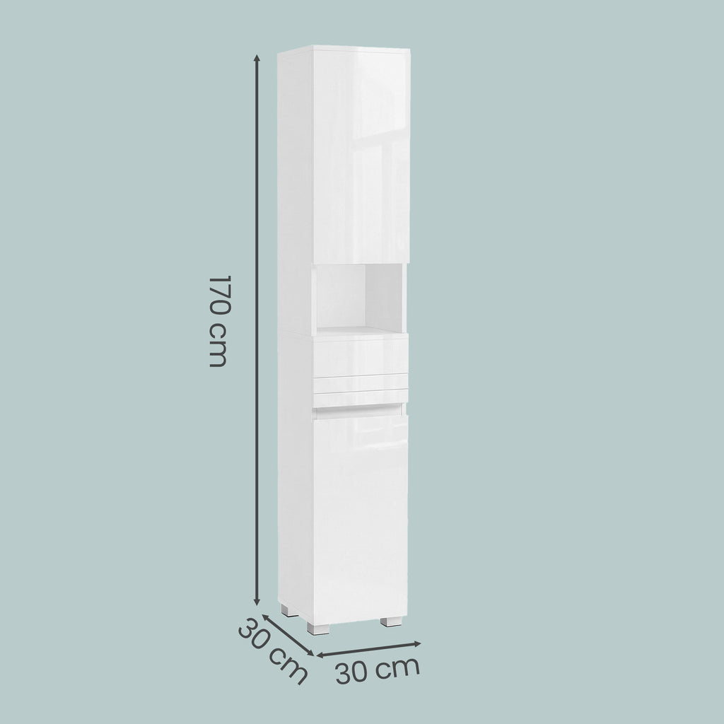 JOYFURNOS Armoire haute de salle de bain, Meuble de rangement mince, Placard étroit, Blanc