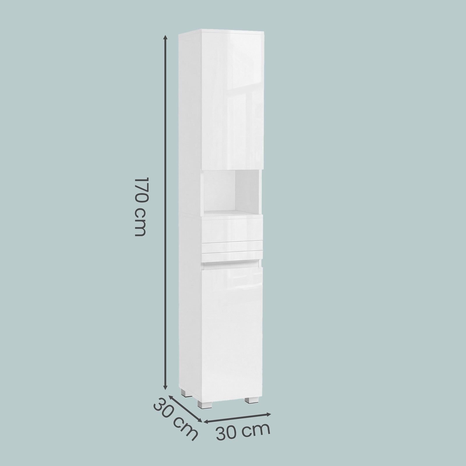 JOYFURNOS Armoire haute de salle de bain, Meuble de rangement mince, Placard étroit, Blanc