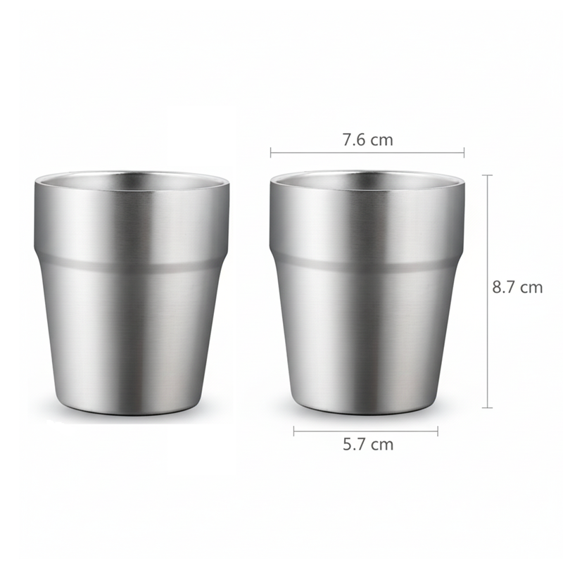 Maxcook Tasses en acier inoxydable 304, 260 ml, lot de 2, empilables, à double paroi, petites tasses pour la maison, le restaurant, la fête et le camping, MCB4560