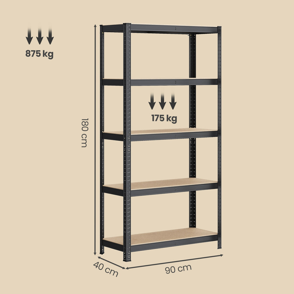 JOYFURNOS Étagères à 5 Niveaux Lot de 2, Étagère en Acier pour Rangement, pour Garage, Abri, Gris