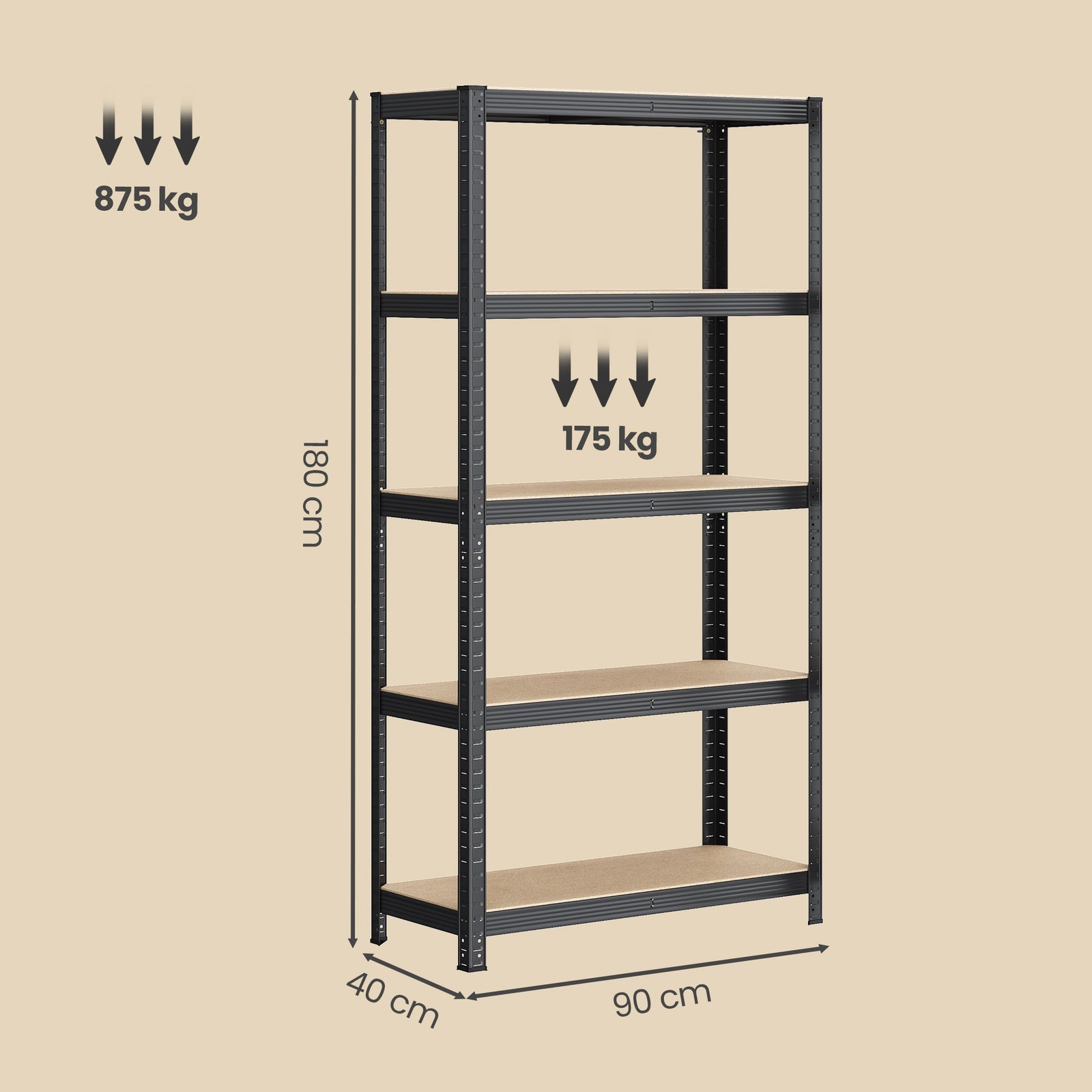 JOYFURNOS Étagères à 5 Niveaux Lot de 2, Étagère en Acier pour Rangement, pour Garage, Abri, Gris