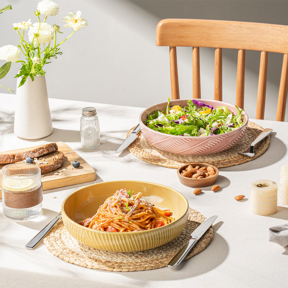 Dafuceramic bol alimentaire en céramique / bol à salade / bol à pâtes de 8.5 pouces, 36 onces, lot de 4, robuste et empilable, convient pour les cadeaux de pendaison de crémaillère et de fêtes