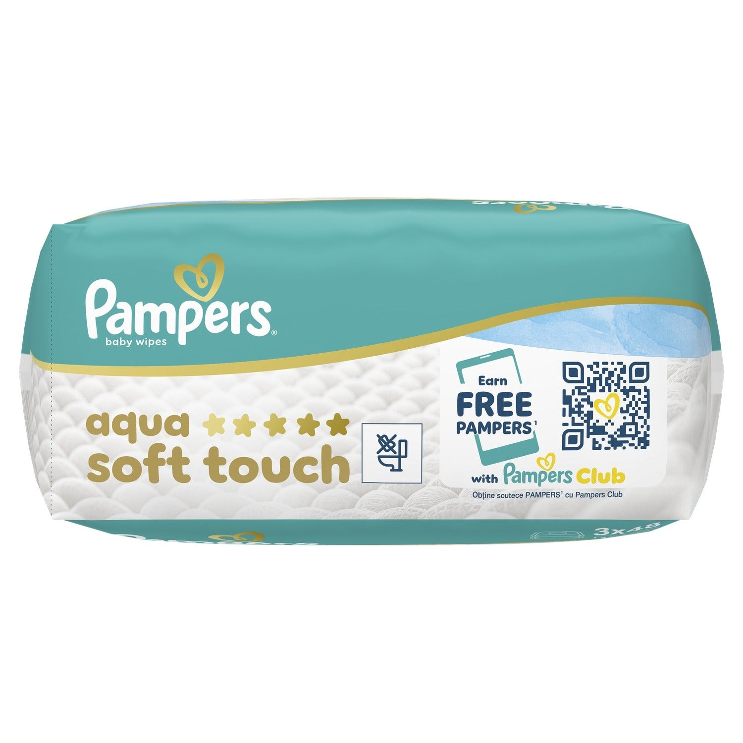 PAMPERS Lingettes Bébé Aqua Soft Touch - 3 x48 lingettes