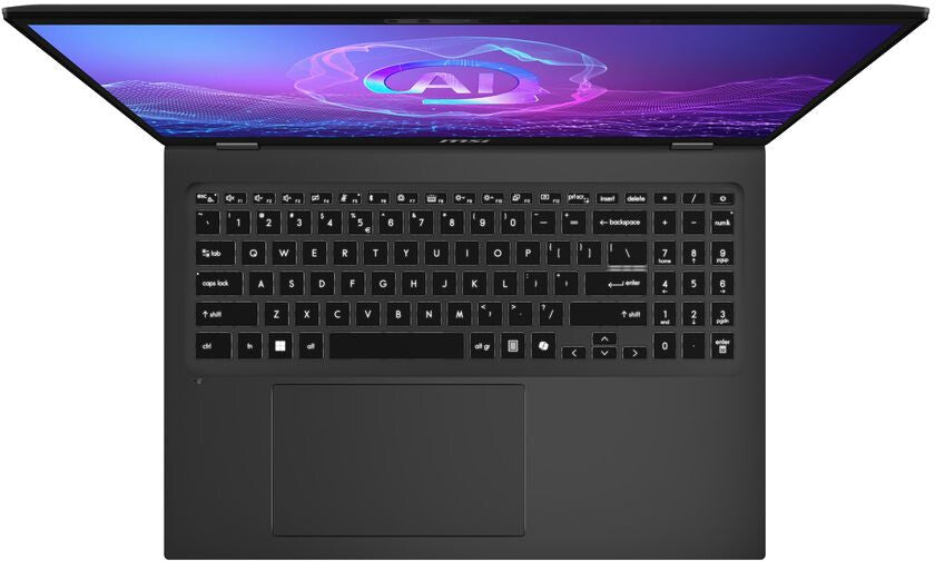 MSI PrestigePro 16 AI B2HVEG-259FR Ordinateur portable 16" UHD+ OLED 60 Hz, Intel Core Ultra 9 285H, NVIDIA GeForce RTX 4050, 32 Go de RAM, SSD 1 To, Windows 11 Pro