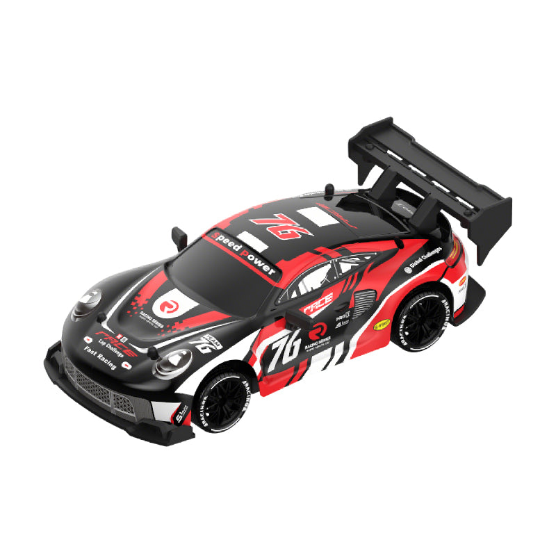 Voiture de Drift RC 4WD Porsche 1:24, Haute Vitesse 2,4 g, Moteur 25000 RPM, Pneus de Drift et Lumières LED, Jouet de Course Intérieur Portée 50 m pour 8 Ans et Plus, One Piece en Noir