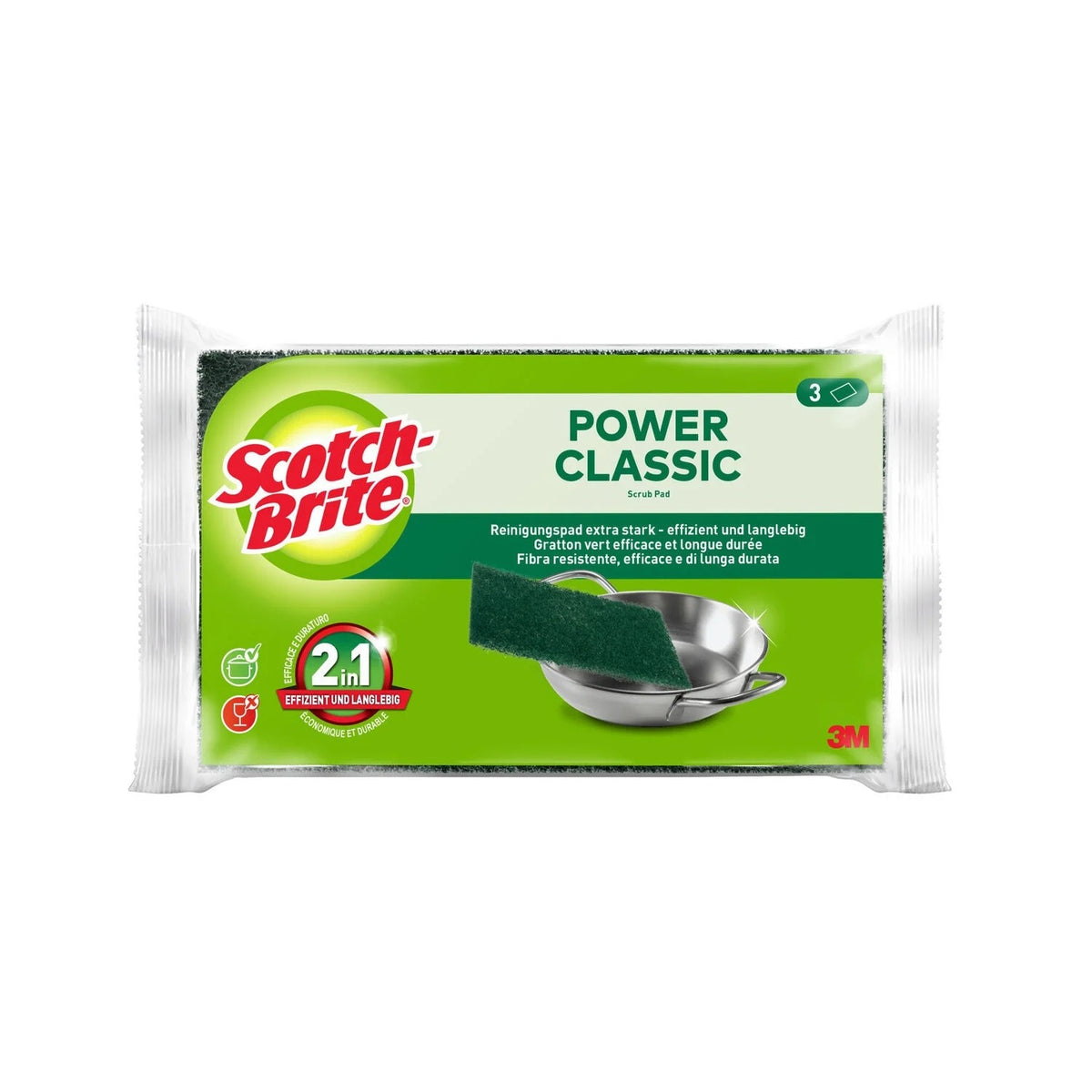 SCOTCH BRITE Tampons à récurer verts usage intensif longue durée 3 tampons