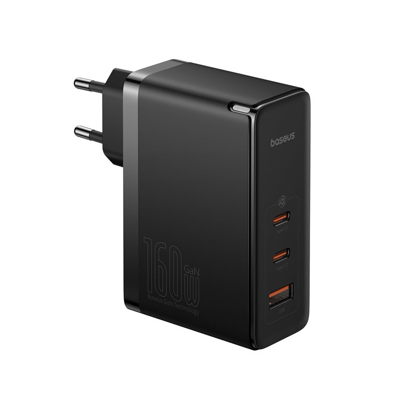 Baseus GaN5 Pro Chargeur rapide numérique 2C+U 160 W EU Noir Avec câble de charge rapide Superior Series Type-C vers Type-C 240 W 48V/5A