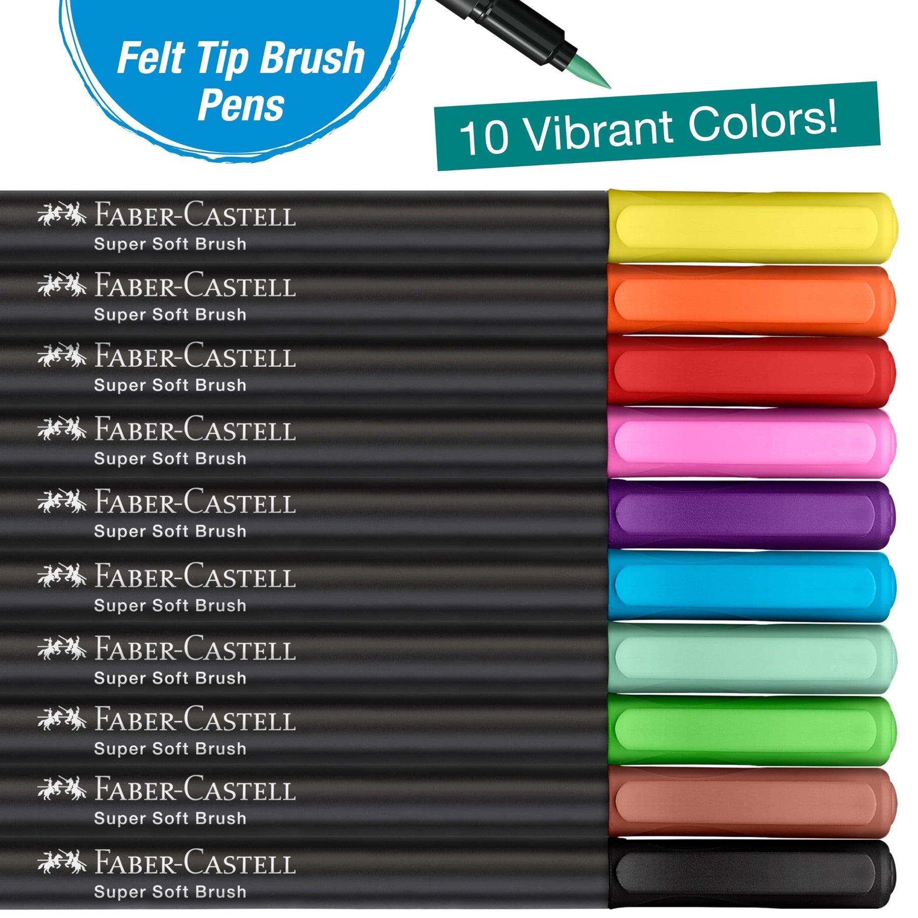 Faber-Castell Black Edition, marqueurs à pinceau, 10 pièces dans un étui en carton