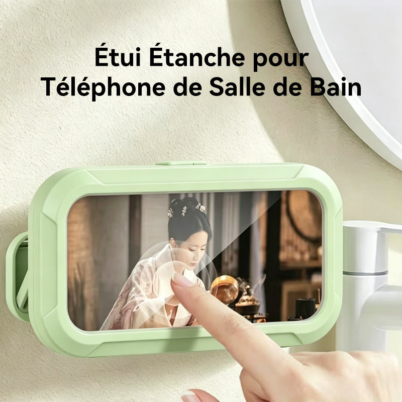 JORDAN&JUDY Étui étanche pour smartphone avec support étanche rotatif 360° tactile, sans perçage, pour la salle de bains, Vert