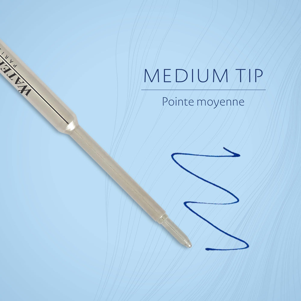 WATERMAN recharge d’encre pour stylo bille | pointe moyenne | encre bleue | Blister 1 recharge