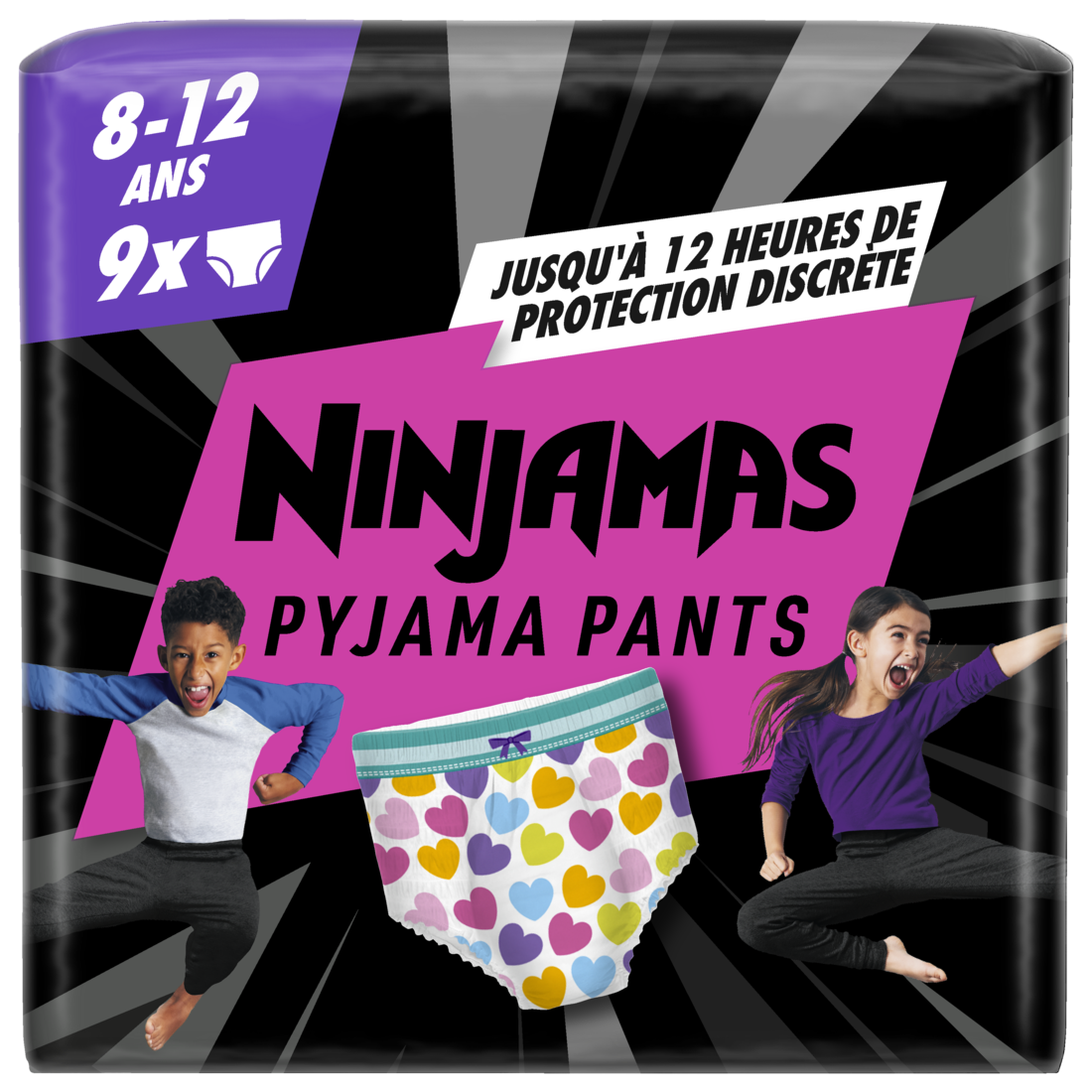 Pampers Ninjamas Culottes de nuit Rose, 8-12 ans, 9 couches