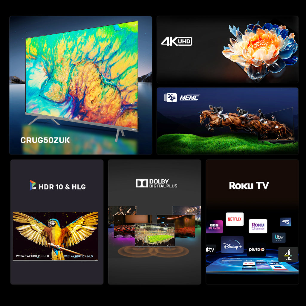 Coocaa Smart TV 65 pouces UHD Roku TV, HDR10, EyeCare Premium (faible lumière bleue), triple tuner, streaming fluide