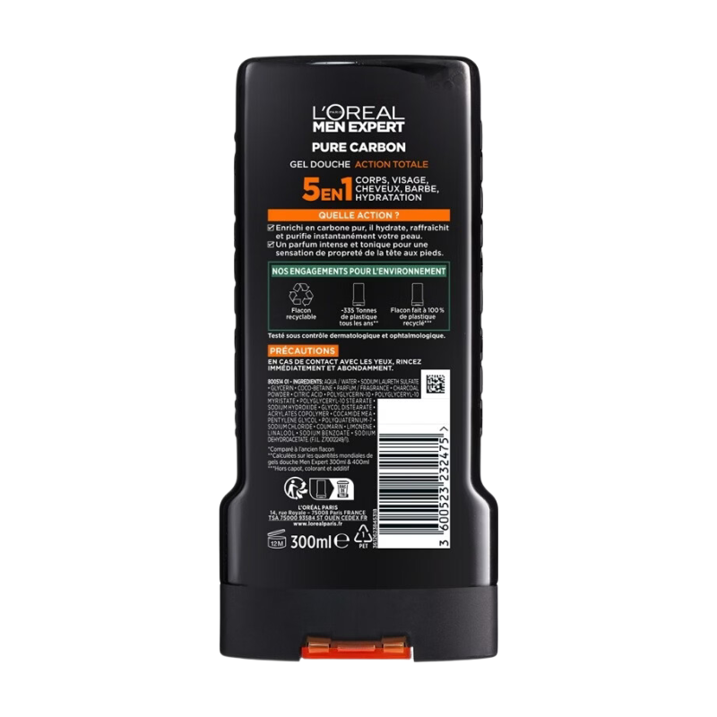 L'Oréal Paris Men Expert Pure Carbon Gel Douche Action Totale 5-en-1 300ml