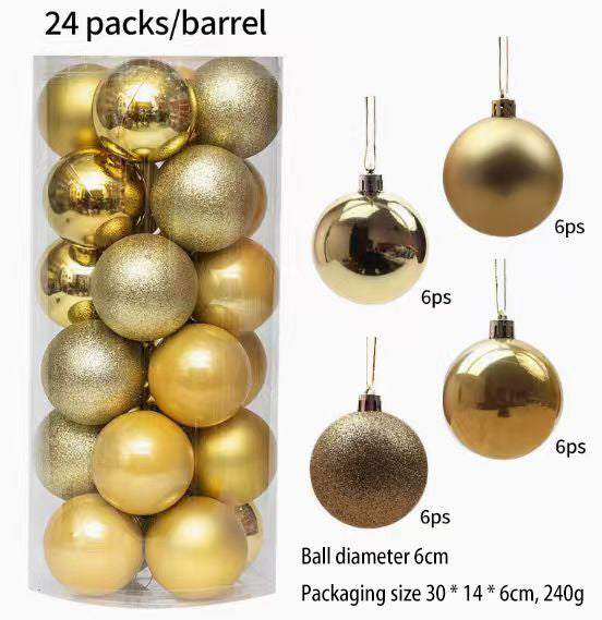 Ju7cer 24 boules de Noël incassables, 6 cm/2,36 pouces, guirlande prête à suspendre pour sapin de Noël, convient pour Noël/Halloween/mariage/anniversaire, couleur or