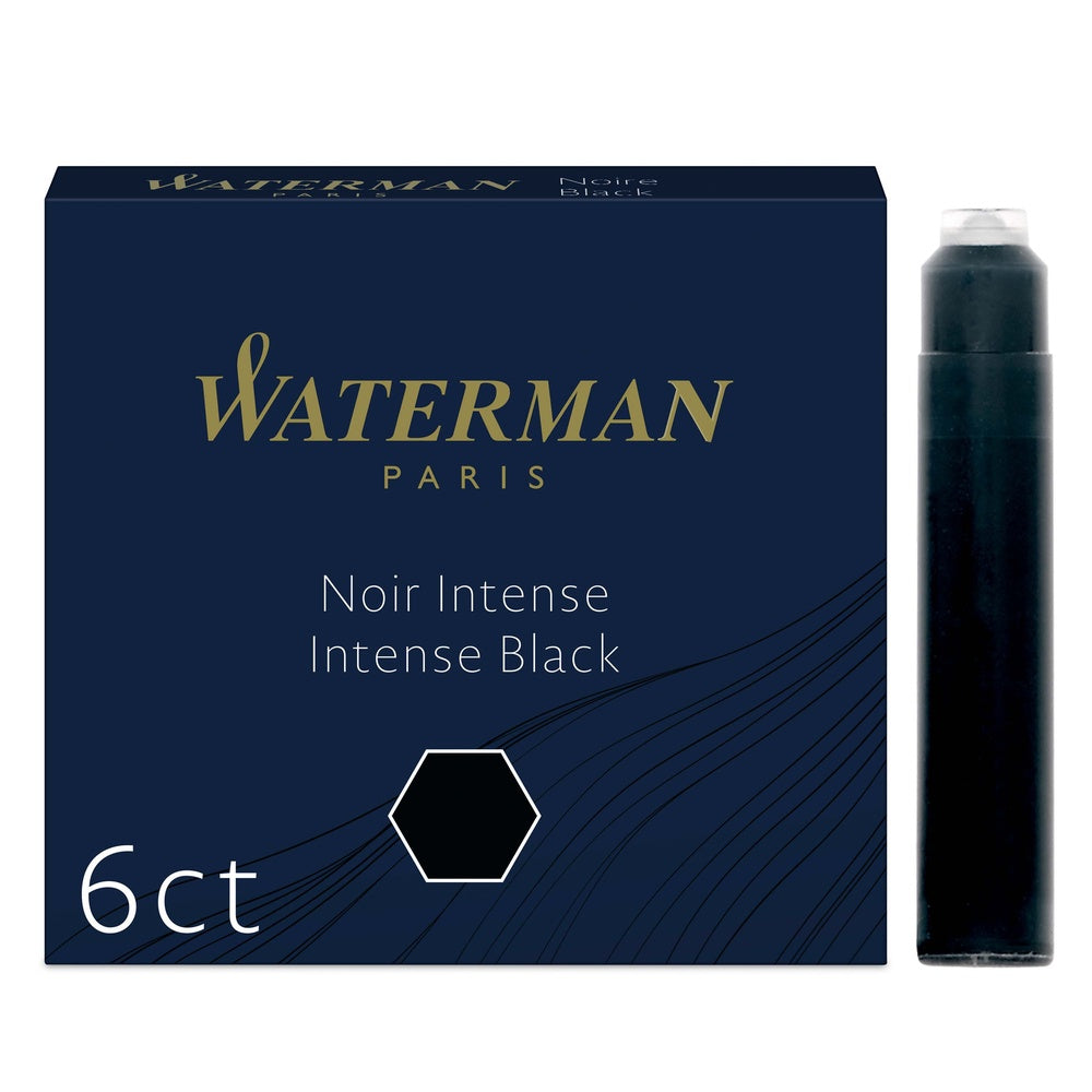 Waterman cartouches d’encre pour stylo plume | format standard international « petit » | couleur Noir Intense | boîte de 6