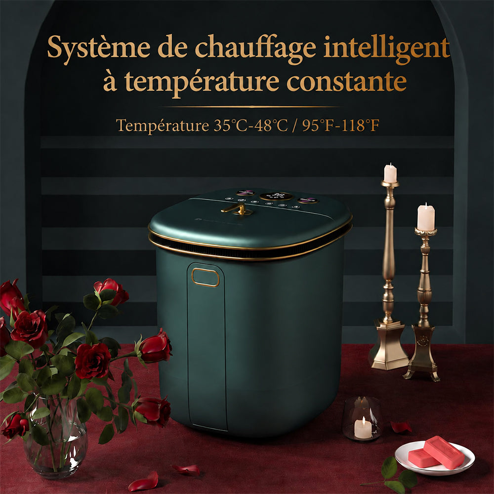 KASJ Z202 Bain de pieds massant électrique avec 6 rouleaux rotatifs & 2 points d'acupression à mouvement vertical – Stérilisation UV, Bassin profond pour bain de mollets, Chauffage réglable, Minuterie & roues faciles à déplacer pour la détente à la m