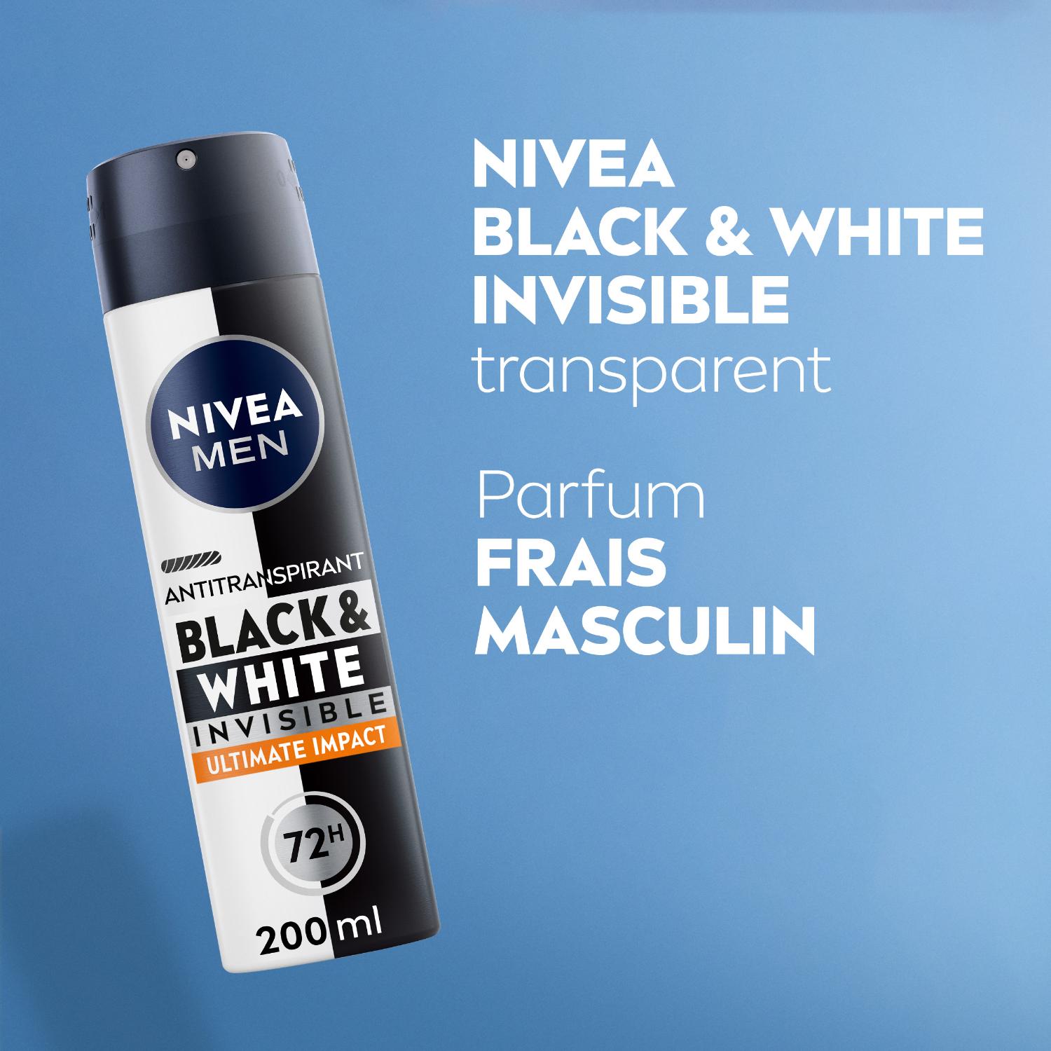NIVEA MEN Déodorant Aisselles Black & White Ultimate Impact Protection 72h Spray 200 ml
