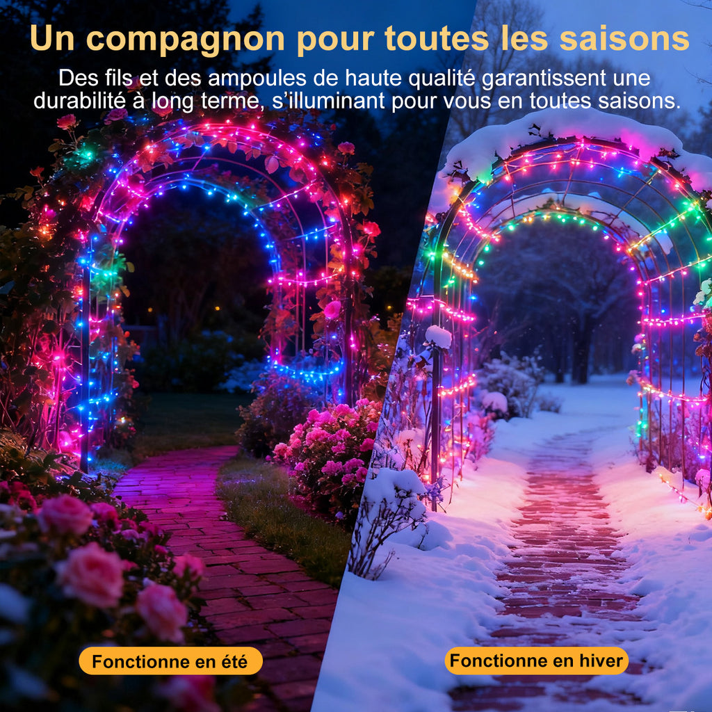 VIVREAL IL-CSL-BB01 Lot de 2 guirlandes lumineuses en fil de cuivre pour extérieur avec panneau solaire, 80 LED colorées, 8 modes d’éclairage - 7,6 m