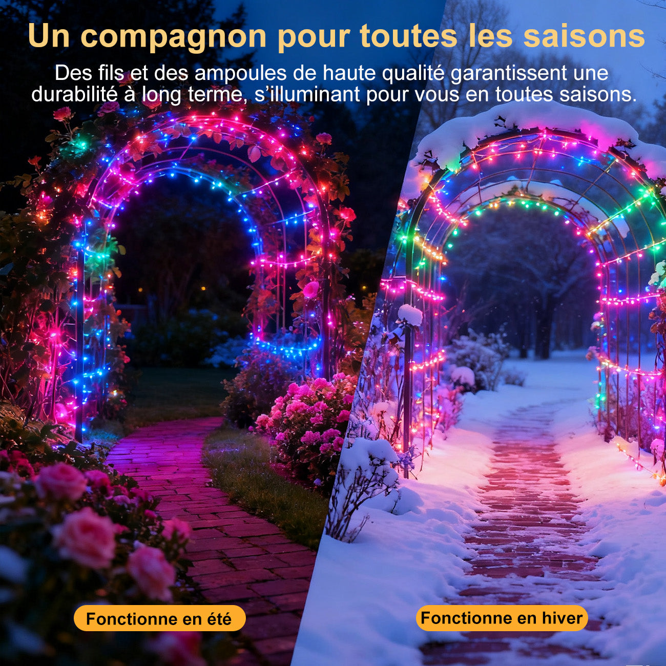 VIVREAL IL-CSL-BB01 Lot de 2 guirlandes lumineuses en fil de cuivre pour extérieur avec panneau solaire, 80 LED colorées, 8 modes d’éclairage - 7,6 m