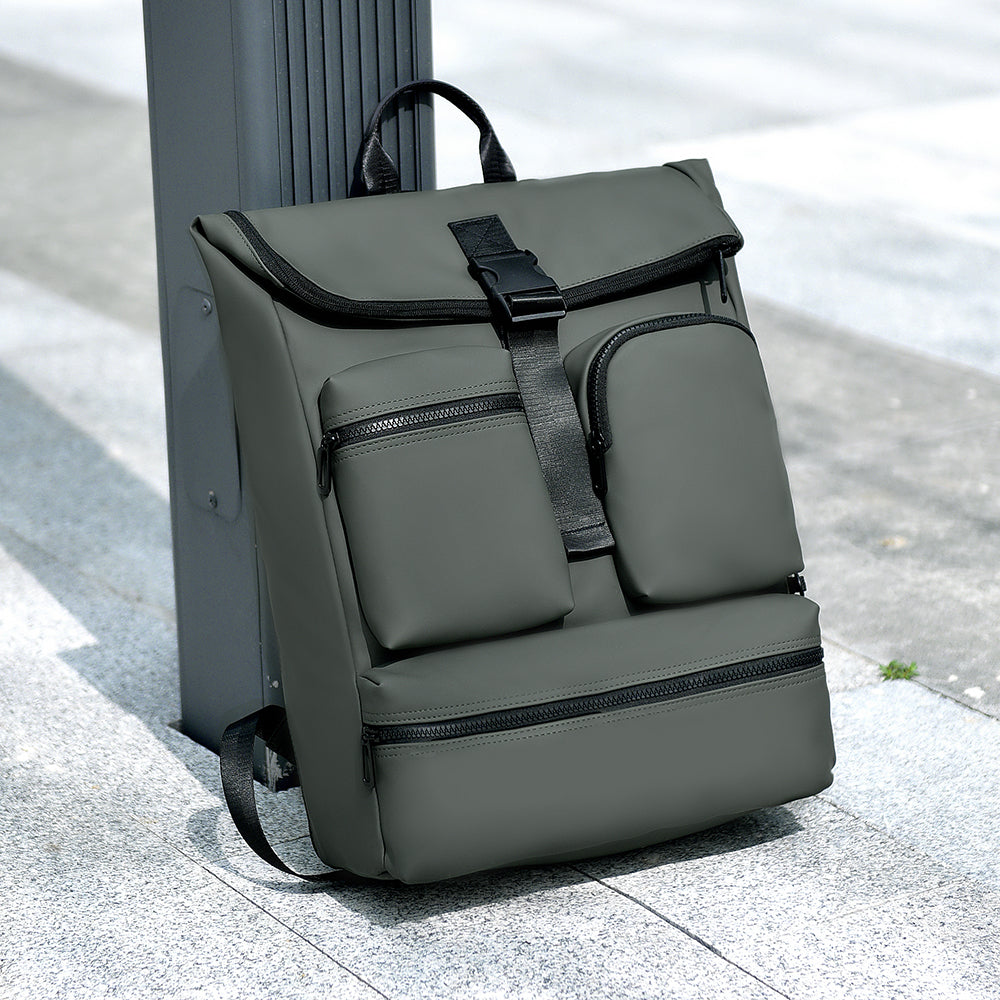 Sac à dos ordinateur portable professionnel 15,6 pouces à rabat hydrofuge Multi poches externes Poches arrière antivol Sac à dos décontracté Pour bureau et voyage quotidien